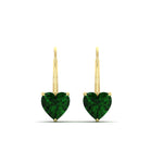 Load image into Gallery viewer, 3-carat-heart-stud-emerald-leverback-Earrings-in-yellow-gold-FDEAR9225HTGEMGR-3.00 CT-NL-YG