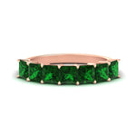 Load image into Gallery viewer, 3-carat-princess-cut-7-stone-emerald-wedding-band-in-rose-gold-fdwb179prgemgrsleep-3.00ct-nl-rg.jpg