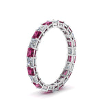 Load image into Gallery viewer, 3-carat-princess-cut-diamond-eternity-ring-with-pink-sapphire-in-white-gold-FDEWB8675PR-3.0CTGSADRPIANGLE2-NL-WG