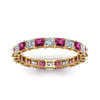 Load image into Gallery viewer, 3-carat-princess-cut-diamond-eternity-ring-with-pink-sapphire-in-yellow-gold-FDEWB8675PR-3.0CTGSADRPIANGLE5-NL-YG