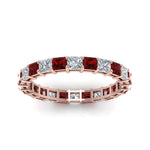 Load image into Gallery viewer, 3-carat-princess-cut-diamond-eternity-ring-with-ruby-in-rose-gold-FDEWB8675PR-3.0CTGRUDRANGLE5-NL-RG
