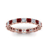 Load image into Gallery viewer, 3-carat-princess-cut-diamond-eternity-ring-with-ruby-in-rose-gold-FDEWB8675PR-3.0CTGRUDRANGLE5-NL-RG