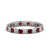 Load image into Gallery viewer, 3-carat-princess-cut-diamond-eternity-ring-with-ruby-in-white-gold-FDEWB8675PR-3.0CTGRUDR-NL-WG