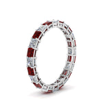 Load image into Gallery viewer, 3-carat-princess-cut-diamond-eternity-ring-with-ruby-in-white-gold-FDEWB8675PR-3.0CTGRUDRANGLE2-NL-WG