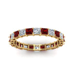 Load image into Gallery viewer, 3-carat-princess-cut-diamond-eternity-ring-with-ruby-in-yellow-gold-FDEWB8675PR-3.0CTGRUDRANGLE5-NL-YG