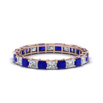 Load image into Gallery viewer, 3-carat-princess-cut-diamond-eternity-ring-with-sapphire-in-rose-gold-FDEWB8675PR-3.0CTGSABL-NL-RG