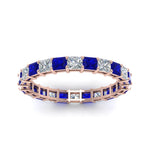 Load image into Gallery viewer, 3-carat-princess-cut-diamond-eternity-ring-with-sapphire-in-rose-gold-FDEWB8675PR-3.0CTGSABLANGLE5-NL-RG