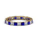 Load image into Gallery viewer, 3-carat-princess-cut-diamond-eternity-ring-with-sapphire-in-yellow-gold-FDEWB8675PR-3.0CTGSABL-NL-YG