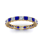 Load image into Gallery viewer, 3-carat-princess-cut-diamond-eternity-ring-with-sapphire-in-yellow-gold-FDEWB8675PR-3.0CTGSABLANGLE5-NL-YG