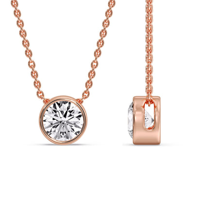 3 Carat Round Bezel Solitaire Diamond Pendant