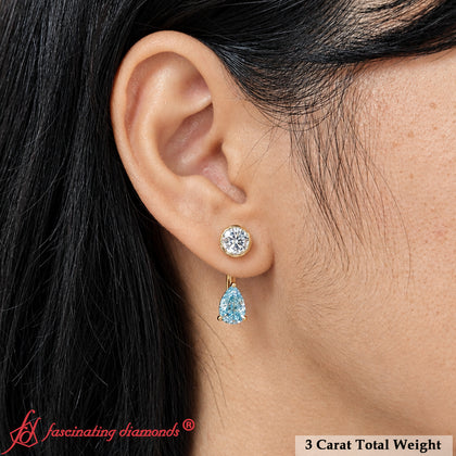 Fancy Pear Lab Grown Colored Diamonds Jacket Earrings