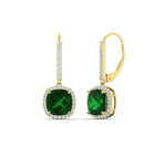 Load image into Gallery viewer, 3-ctw-halo-cushion-emerald-earring-lever-back-in-yellow-gold-FDEAR-11235CUGEMGR-3.00CT-NL-YG.jpg