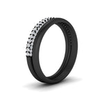 Load image into Gallery viewer, 3-row-diamond-wedding-ring-with-plain-band-in-black-gold-FD11403BANGLE2-NL-BG