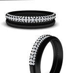 Load image into Gallery viewer, 3-row-diamond-wedding-ring-with-plain-band-in-black-gold-FD11403BANGLE3-NL-BG