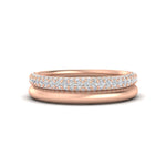 Load image into Gallery viewer, 3-row-diamond-wedding-ring-with-plain-band-in-rose-gold-FD11403B-NL-RG