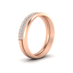 Load image into Gallery viewer, 3-row-diamond-wedding-ring-with-plain-band-in-rose-gold-FD11403BANGLE2-NL-RG