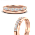 Load image into Gallery viewer, 3-row-diamond-wedding-ring-with-plain-band-in-rose-gold-FD11403BANGLE3-NL-RG