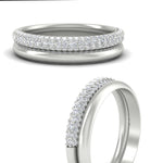 Load image into Gallery viewer, 3-row-diamond-wedding-ring-with-plain-band-in-white-gold-FD11403BANGLE3-NL-WG