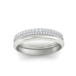 Load image into Gallery viewer, 3-row-diamond-wedding-ring-with-plain-band-in-white-gold-FD11403BANGLE5-NL-WG