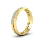 Load image into Gallery viewer, 3-row-diamond-wedding-ring-with-plain-band-in-yellow-gold-FD11403BANGLE2-NL-YG