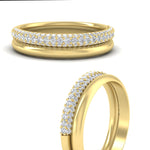 Load image into Gallery viewer, 3-row-diamond-wedding-ring-with-plain-band-in-yellow-gold-FD11403BANGLE3-NL-YG