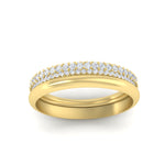 Load image into Gallery viewer, 3-row-diamond-wedding-ring-with-plain-band-in-yellow-gold-FD11403BANGLE5-NL-YG