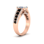 Load image into Gallery viewer, 3-row-emerald-cut-black-diamond-big-engagement-ring-in-rose-gold-fd11538gblack-nl-rg