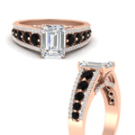 Load image into Gallery viewer, 3-row-emerald-cut-black-diamond-big-engagement-ring-in-rose-gold-fd11538gblack-nl-rg