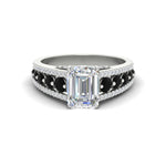 Load image into Gallery viewer, 3-row-emerald-cut-black-diamond-big-engagement-ring-in-white-gold-fd11538gblack-nl-wg