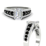 Load image into Gallery viewer, 3-row-emerald-cut-black-diamond-big-engagement-ring-in-white-gold-fd11538gblack-nl-wg