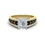 Load image into Gallery viewer, 3-row-emerald-cut-black-diamond-big-engagement-ring-in-yellow-gold-fd11538gblack-nl-yg