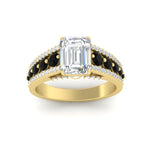 Load image into Gallery viewer, 3-row-emerald-cut-black-diamond-big-engagement-ring-in-yellow-gold-fd11538gblack-nl-yg