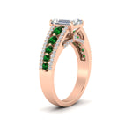 Load image into Gallery viewer, 3-row-emerald-cut-emerald-big-engagement-ring-in-rose-gold-fd11538gemger-nl-rg