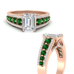 Load image into Gallery viewer, 3-row-emerald-cut-emerald-big-engagement-ring-in-rose-gold-fd11538gemger-nl-rg