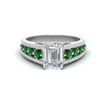 Load image into Gallery viewer, 3-row-emerald-cut-emerald-big-engagement-ring-in-white-gold-fd11538gemger-nl-wg