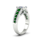 Load image into Gallery viewer, 3-row-emerald-cut-emerald-big-engagement-ring-in-white-gold-fd11538gemger-nl-wg