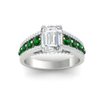 Load image into Gallery viewer, 3-row-emerald-cut-emerald-big-engagement-ring-in-white-gold-fd11538gemger-nl-wg