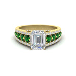 Load image into Gallery viewer, 3-row-emerald-cut-emerald-big-engagement-ring-in-yellow-gold-fd11538gemger-nl-yg