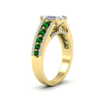 Load image into Gallery viewer, 3-row-emerald-cut-emerald-big-engagement-ring-in-yellow-gold-fd11538gemger-nl-yg
