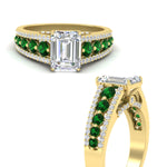Load image into Gallery viewer, 3-row-emerald-cut-emerald-big-engagement-ring-in-yellow-gold-fd11538gemger-nl-yg