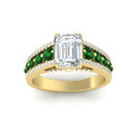 Load image into Gallery viewer, 3-row-emerald-cut-emerald-big-engagement-ring-in-yellow-gold-fd11538gemger-nl-yg