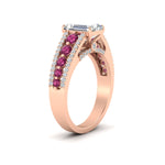 Load image into Gallery viewer, 3-row-emerald-cut-pink-sapphire-big-engagement-ring-in-rose-gold-fd11538gsadrpi-nl-rg
