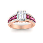 Load image into Gallery viewer, 3-row-emerald-cut-pink-sapphire-big-engagement-ring-in-rose-gold-fd11538gsadrpi-nl-rg