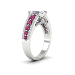 Load image into Gallery viewer, 3-row-emerald-cut-pink-sapphire-big-engagement-ring-in-white-gold-fd11538gsadrpi-nl-wg