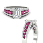 Load image into Gallery viewer, 3-row-emerald-cut-pink-sapphire-big-engagement-ring-in-white-gold-fd11538gsadrpi-nl-wg