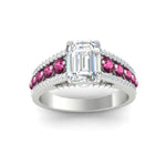 Load image into Gallery viewer, 3-row-emerald-cut-pink-sapphire-big-engagement-ring-in-white-gold-fd11538gsadrpi-nl-wg