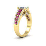Load image into Gallery viewer, 3-row-emerald-cut-pink-sapphire-big-engagement-ring-in-yellow-gold-fd11538gsadrpi-nl-yg