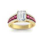 Load image into Gallery viewer, 3-row-emerald-cut-pink-sapphire-big-engagement-ring-in-yellow-gold-fd11538gsadrpi-nl-yg