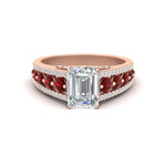 Load image into Gallery viewer, 3-row-emerald-cut-ruby-big-engagement-ring-in-rose-gold-fd11538grudr-nl-rg