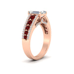 Load image into Gallery viewer, 3-row-emerald-cut-ruby-big-engagement-ring-in-rose-gold-fd11538grudr-nl-rg